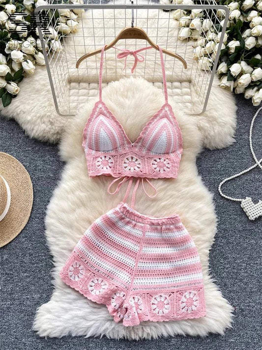 Beach Vacation Knit 2pcs Suits