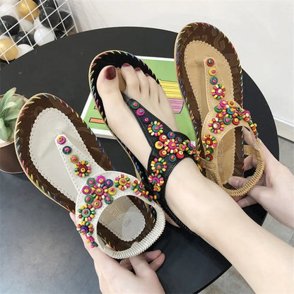 2024 Women's Summer Bohemia Beaded Flat Sandals