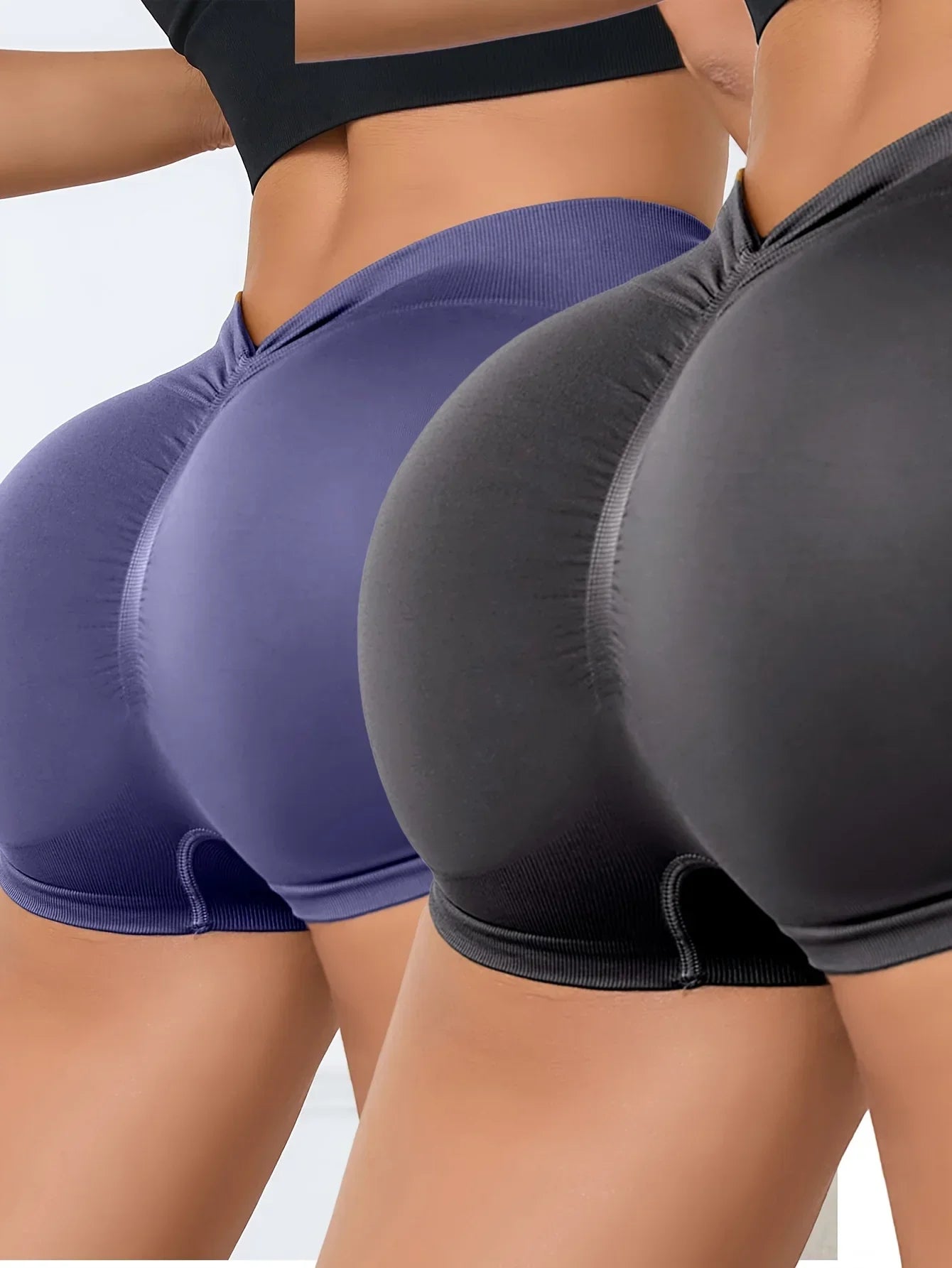 2Pcs Women High Waist Workout Shorts