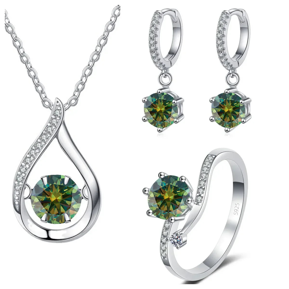 Real 925 Silver Moissanite Jewelry Set - Empire P.E