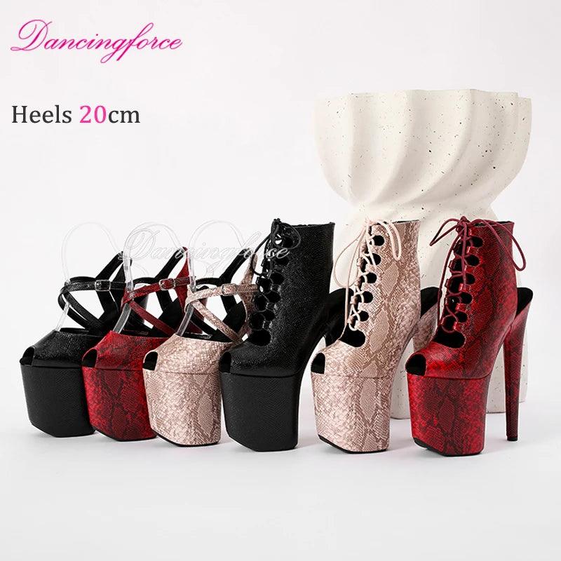 20CM/8inches Snake Print Stripper Pole Dance Shoes - Empire P.E