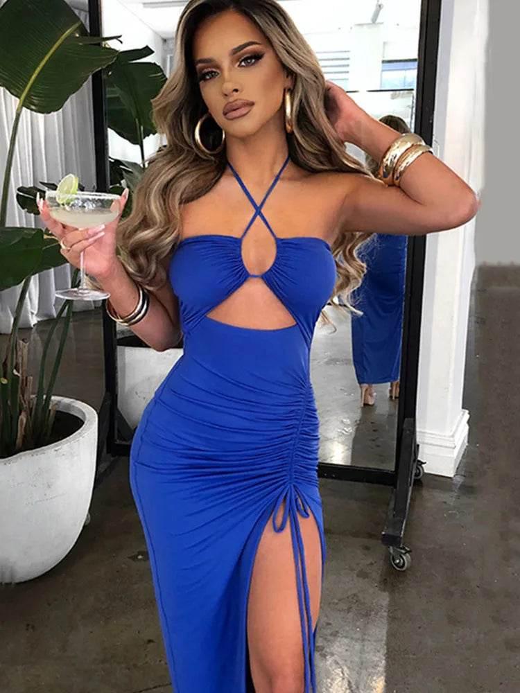 Sleeveless Sexy Female Midi Backless Dresses Slim Night Club Party Women's Dress Bodycon Vestidos Elegantes Para Mujer - Empire P.E