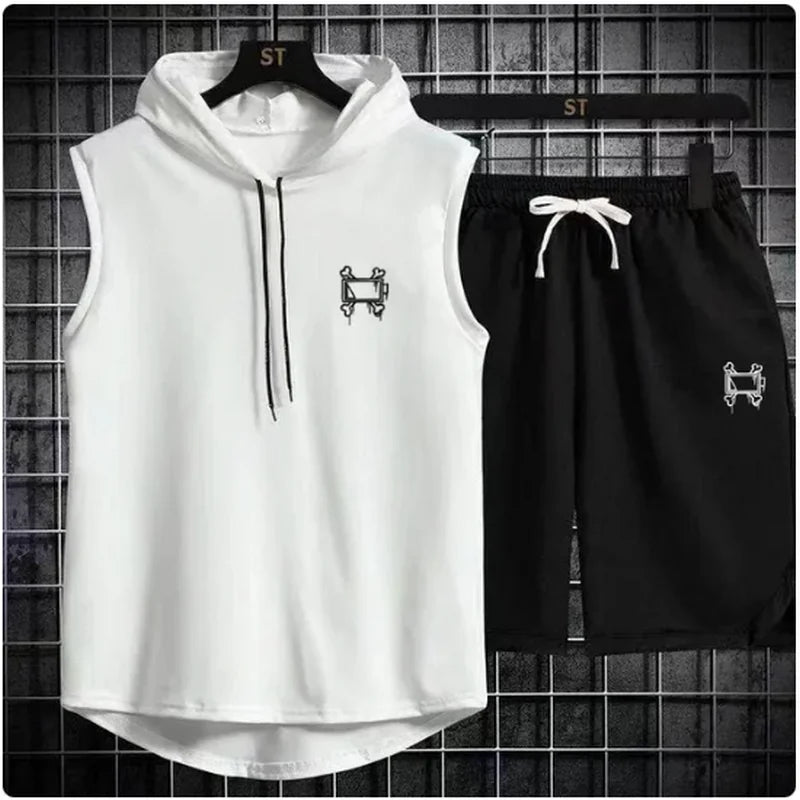 Men's track suit summer sportswear two-piece t-shirt shorts
