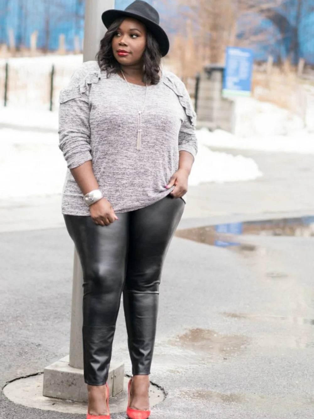 Leather Plus Size Leggings for Women Big Size 5XL 6XL 7XL - Empire P.E