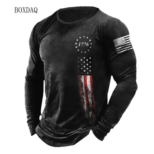 American Flag Pattern Men T-shirts Long Sleeve 3d Print - Empire P.E