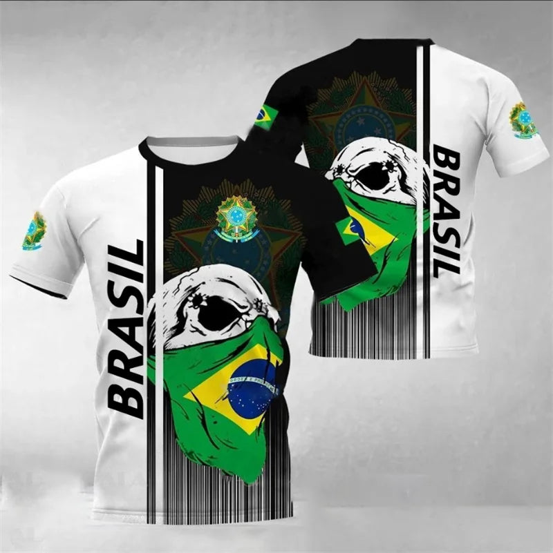 Brazil Flag Men's T-Shirt 3D Print Brazilian T Shirt Summer Oversized Jersey Camo Veterans Short Sleeve Sports Tactical Tee Tops - Empire P.E
