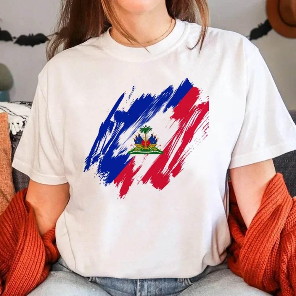 Haiti T Shirt Women Funny Y2K Harajuku T-shirts Female Funny Clothing Aesthetic Clothes Women Clothing - Empire P.E