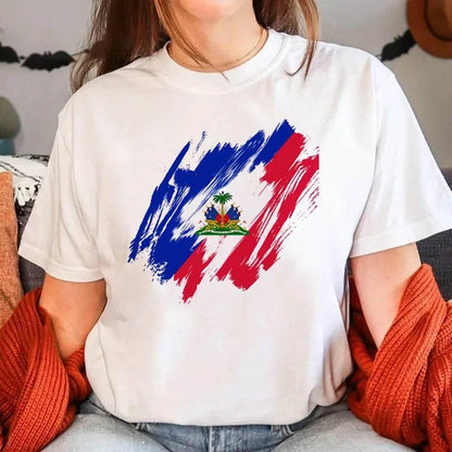 Haiti T Shirt Women Funny Y2K Harajuku T-shirts Female Funny Clothing Aesthetic Clothes Women Clothing - Empire P.E
