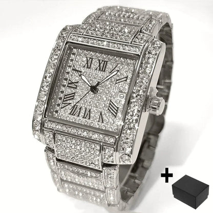 Iced Out Watch For Men Luxury Gold Stainless Steel Quartz - Empire P.E