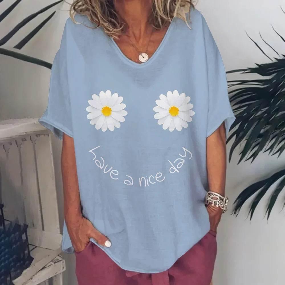 New Women'S T-Shirt Summer Short Sleeve V-Neck Top Loose Casual Female Clothing Streetwear Hip Hop Tee Harajuku T Shirt Pullover - Empire P.E