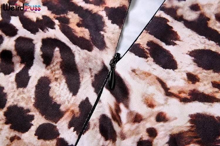 Weird Puss Leopard Print Romper Women 2024 Autumn Trend Hipster Long Sleeve O-Neck Skinny Stretch Streetwear Sexy Playsuits - Empire P.E