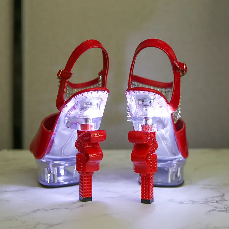 Women's Led lighting  34-43 Crystal High Heels