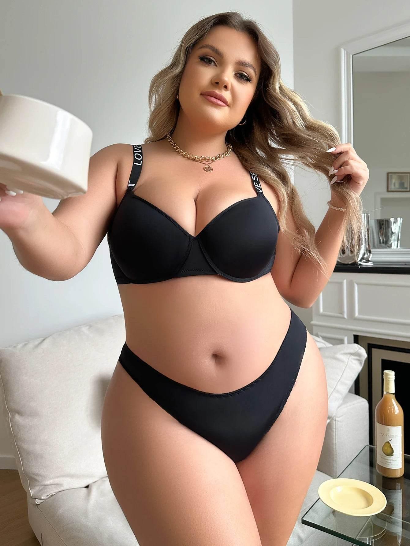 Women's Black Plus Size Lingerie Set - Empire P.E