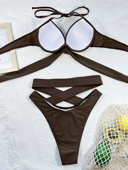 Black High Waisted Bikini Push Up Women