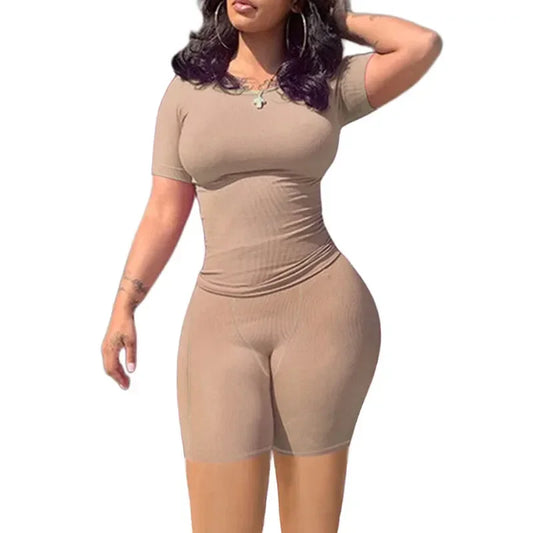 Lounge Wear Ribbed Casual 2 Piece Summer Shorts Set - Empire P.E