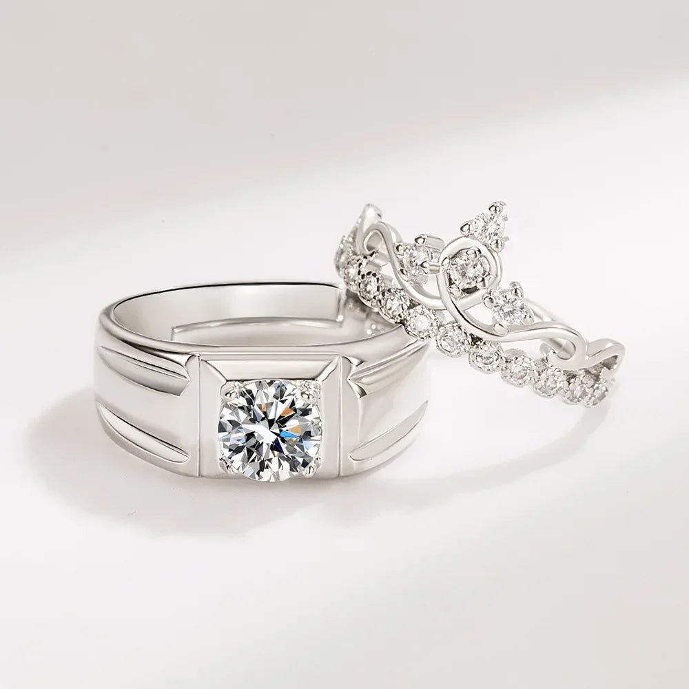 NEW 925 Sterling Silver Moissanite Diamond Couple Rings - Empire P.E