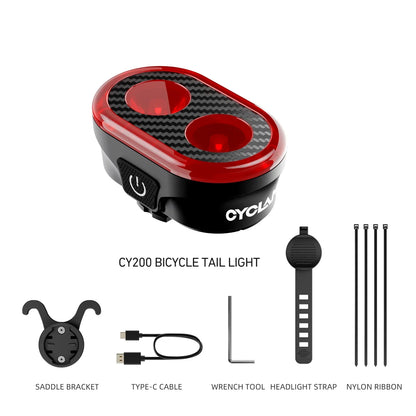 CYCLAMI CY300T Bicycle Smart Brake Sensing Front Rear Light Waterproof