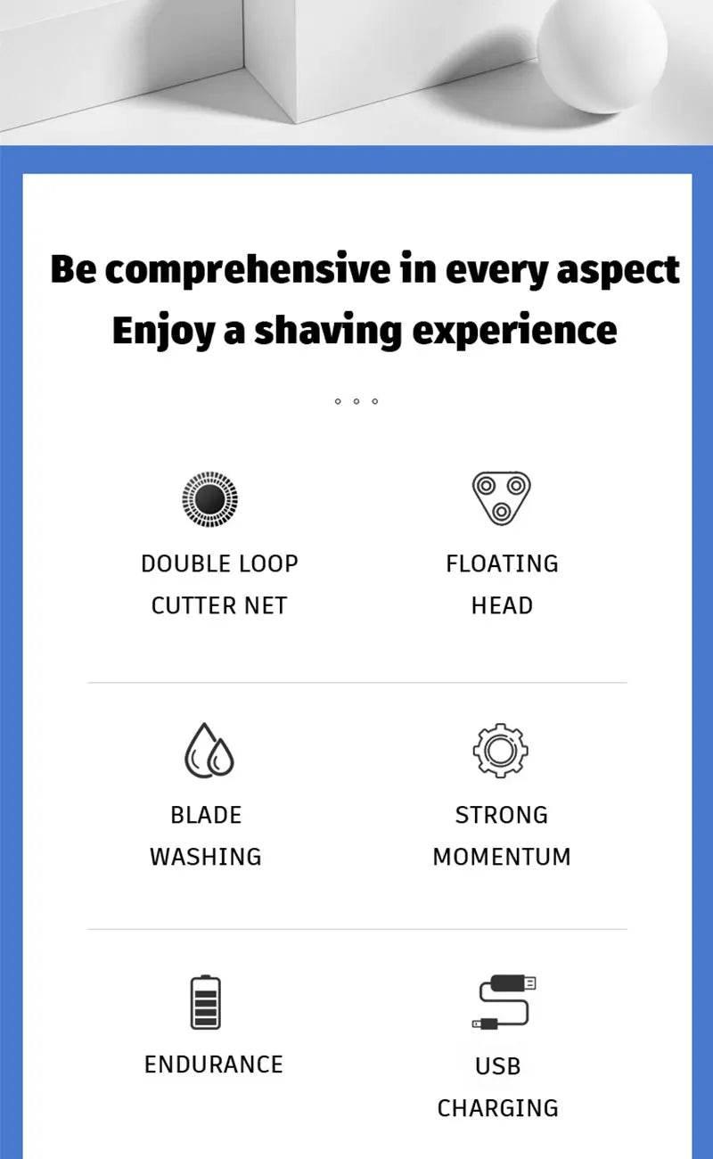 Shaver for Men USB Electric Shaver Powerful Beard Shaving Machine Electric Razor Rechargeable Waterproof - Empire P.E