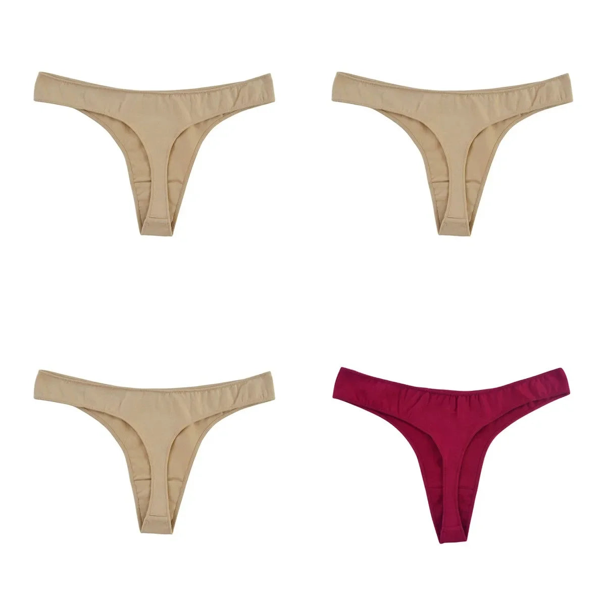 4Pcs/Set Cotton Panties Women Thongs Low Rise G-String - Empire P.E