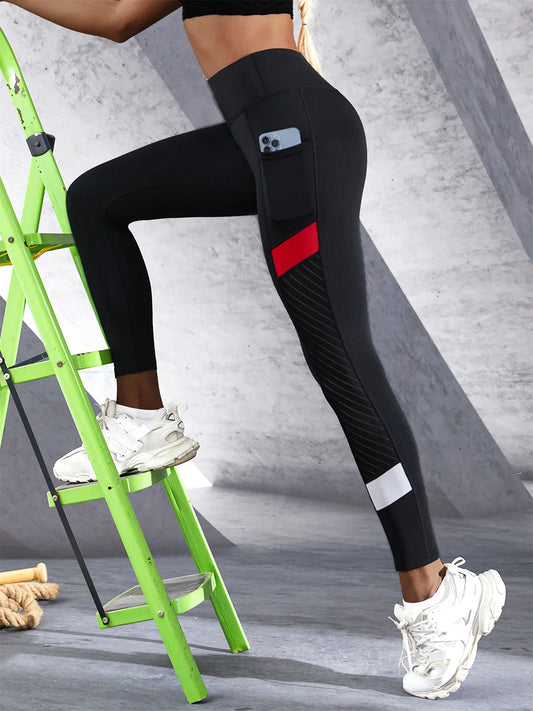 Colorblocked Mesh High Waist Yoga Pants - Empire P.E
