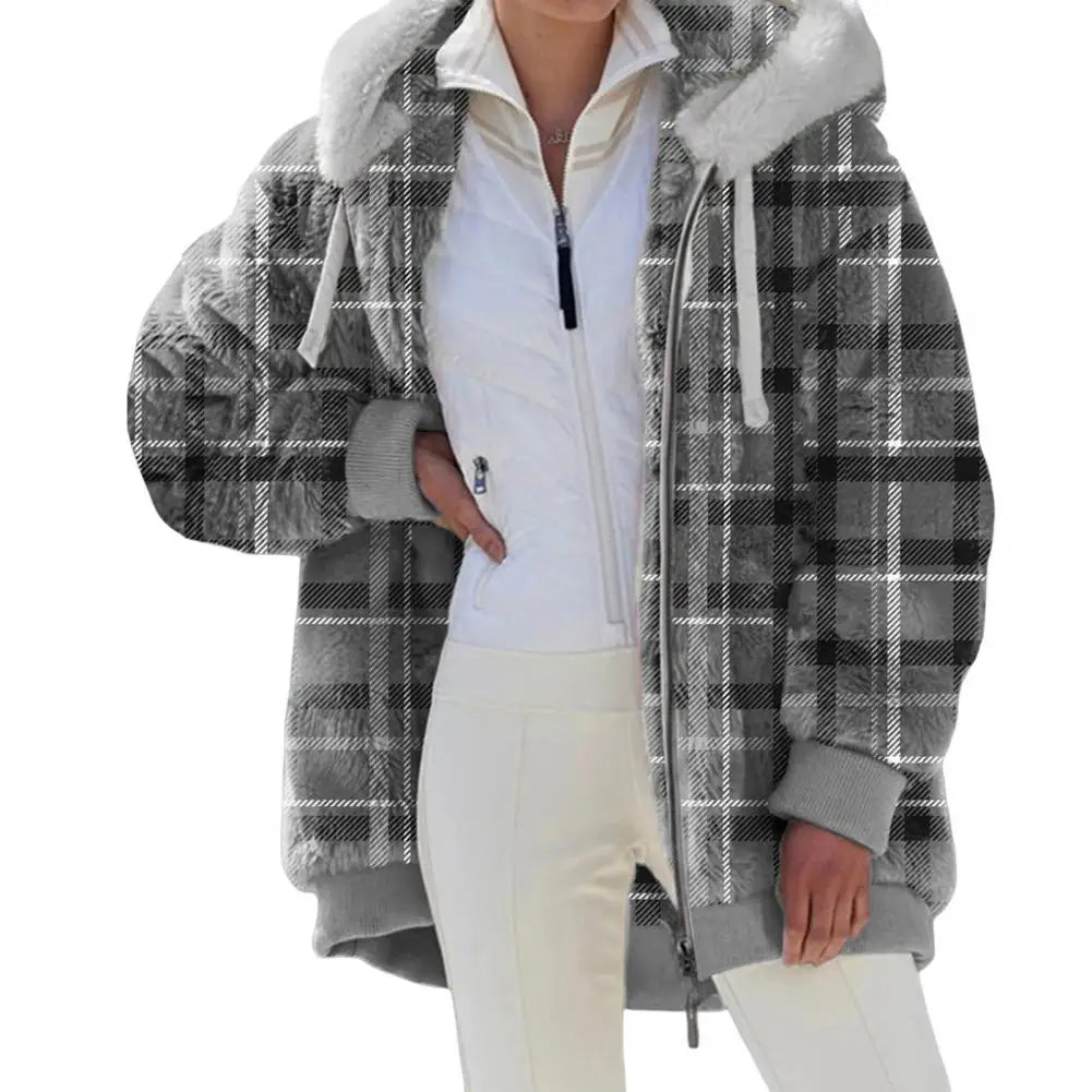Women Winter Coat Solid Color Long Sleeves Zipper