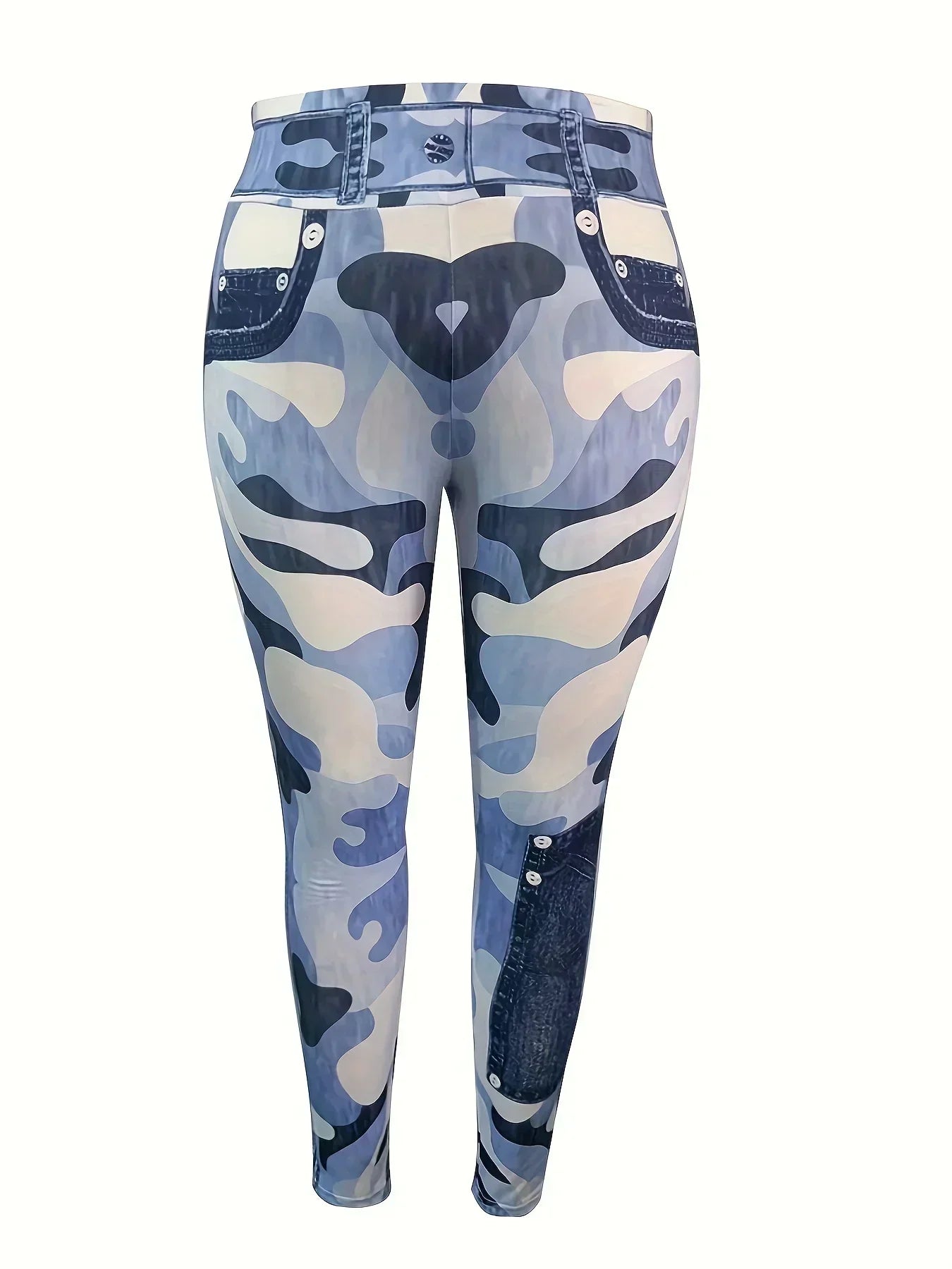 Plus Size Women's Leggings Artificial Slim Fit Printed Denim - Empire P.E