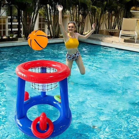 Inflatable Pool Basketball Set,Floating Swimming Ring & Beach Ball Games Summer Party Fun Favors Water Battle for Kids & Adults - Empire P.E