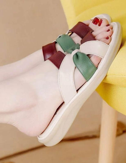 Slides Leather Low Heel Women's Slippers And Ladies Sandals Roman Flip Flops Shoes Eva 2024 Trend Korea Style Top Designs Luxury - Empire P.E