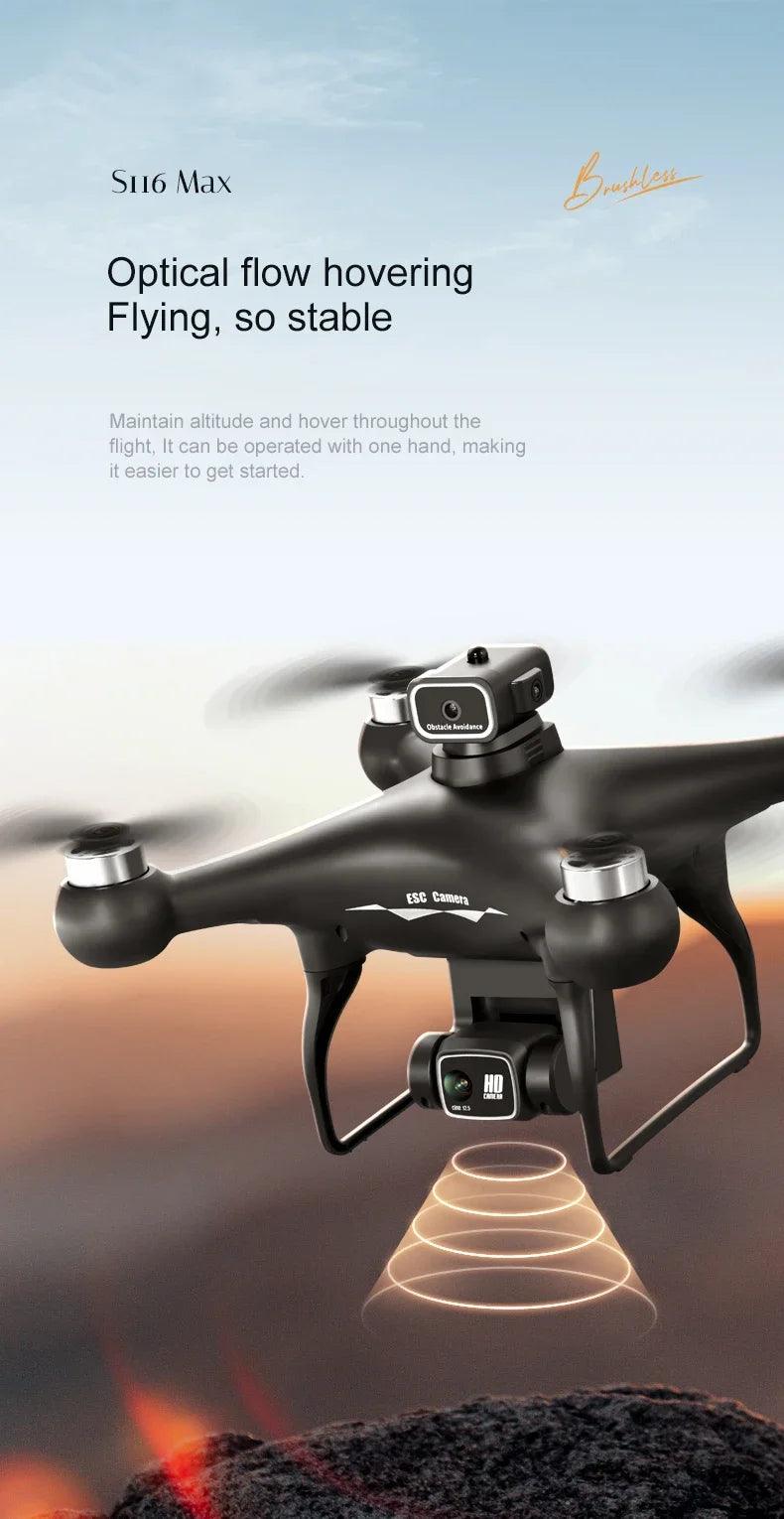 S116MAX 8K HD Drone Dual Camera 3 Batteries Optical Flow 360° Obstacle Avoidance WiFi FPV RC Quadcopter - Empire P.E