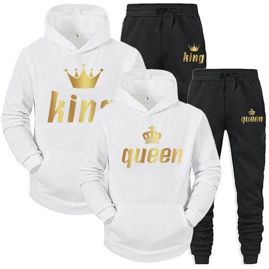 King And Queen Couple Outfit Hoodie and Jogger Pants High Quality Men Women Daily Casual Sport Jogging Suit King Queen Tracksuit - Empire P.E