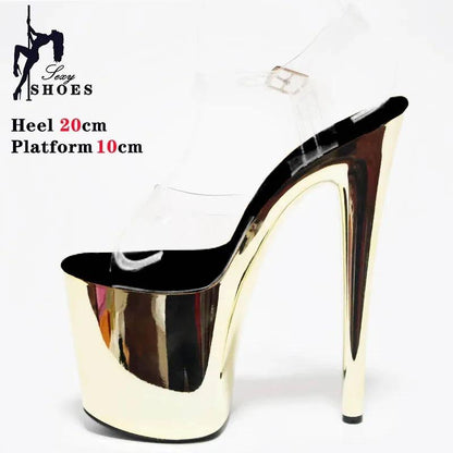 8 Inches Women Shine Electroplated Pole Dance Shoes - Empire P.E