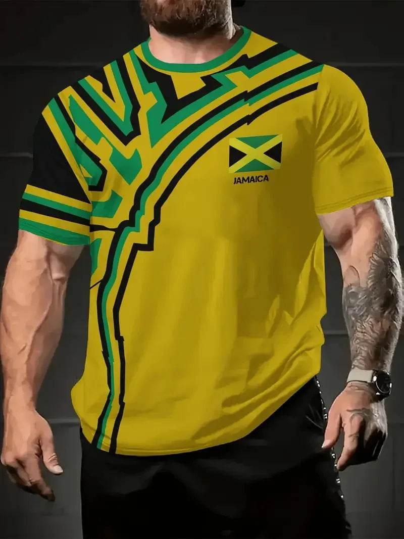 3D Print Jamaica Hummingbird Graphic T-Shirt For Men Casual Short Sleeve Crew Neck Tshirts Men's Plus Size Jamaica Flag Tshirt - Empire P.E