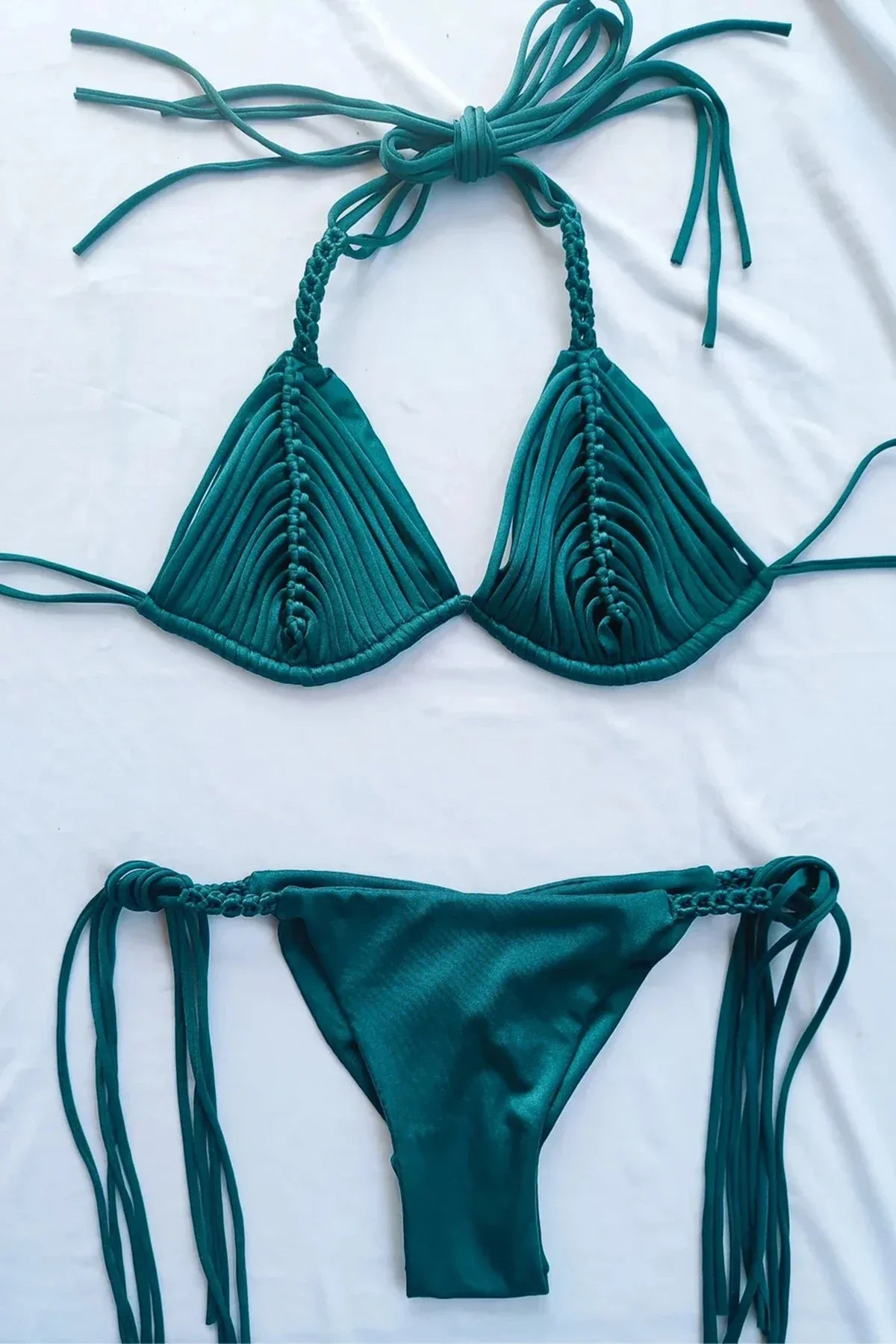 2025 New Bandage Stripe Brazilian Bikini Two Piece Set