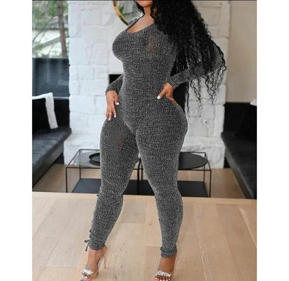 Sexy Jumpsuit Woman Allover Print Lace-up Side - Empire P.E