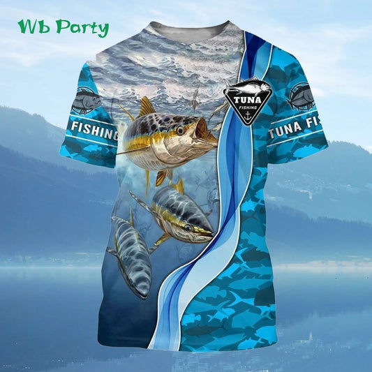 Men Shirts Graphic Tee Fish Print Short Sleeved