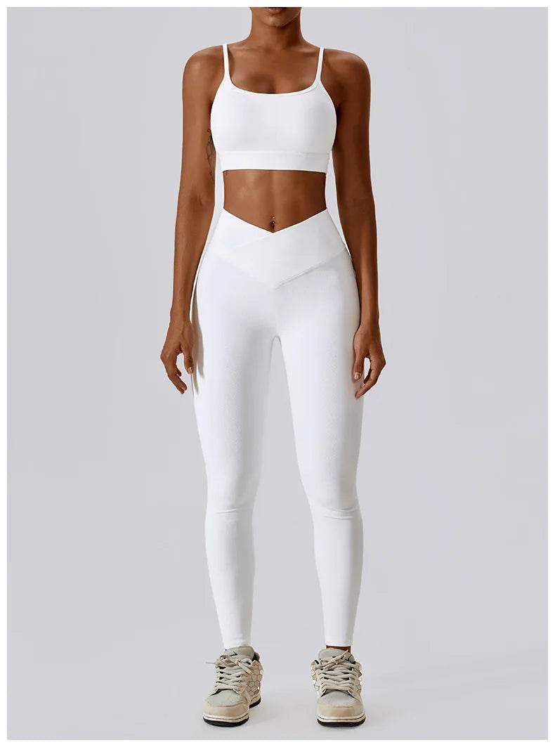 2PCS Seamless Yoga Set Gym Clothes Sportswear Yoga Suits For Women Fitness Rib Tracksuits Sports Bra Gym Leggings Sports Suits - Empire P.E