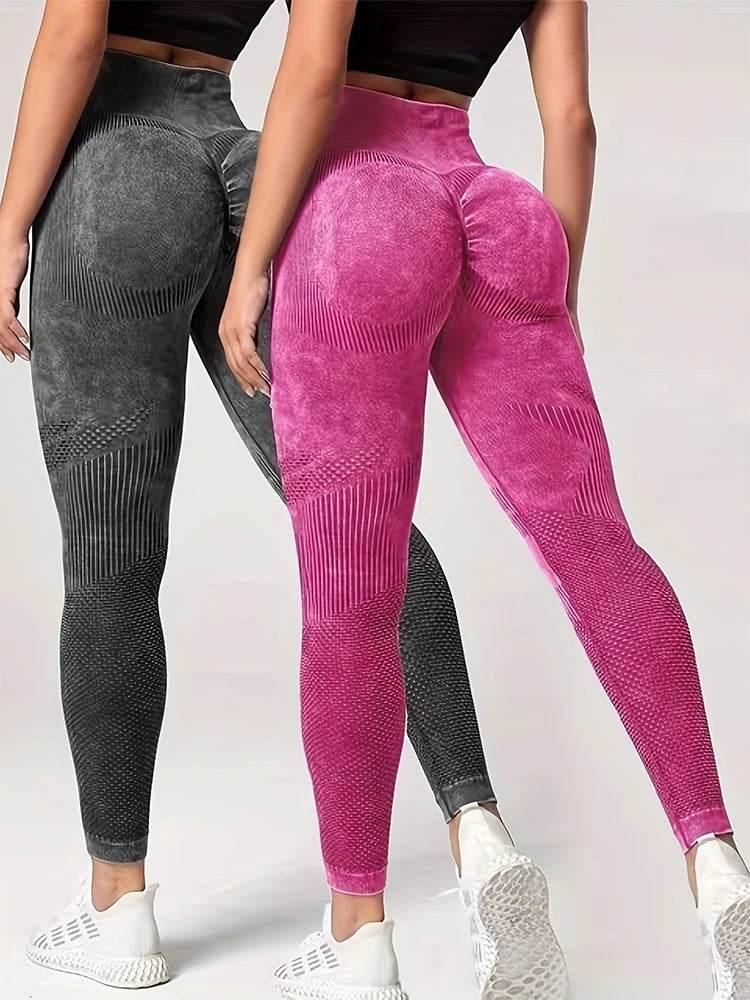 Women's 2-Piece Yoga Basic Tie Dye Tummy Control Sports Leggings - Empire P.E