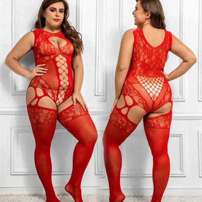 Large Size Women Open Crotch Body Stocking Lingerie Bodysuit - Empire P.E