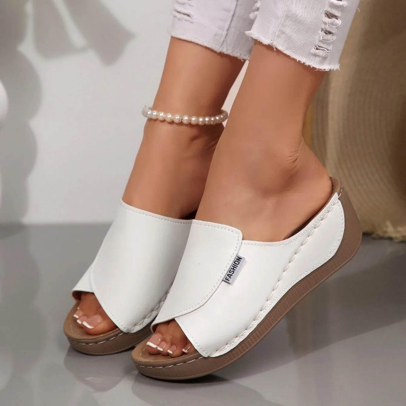 Women Wedge Slippers Summer 2025 New Fashion Slippers Open Toe Breathable Sandals Comfortable Buckle Woman Shoes Slides Women - Empire P.E