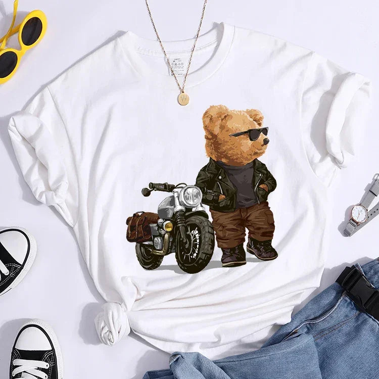 Motorcycle Teddy Bear Wearing Sunglasses Tshirt - Empire P.E