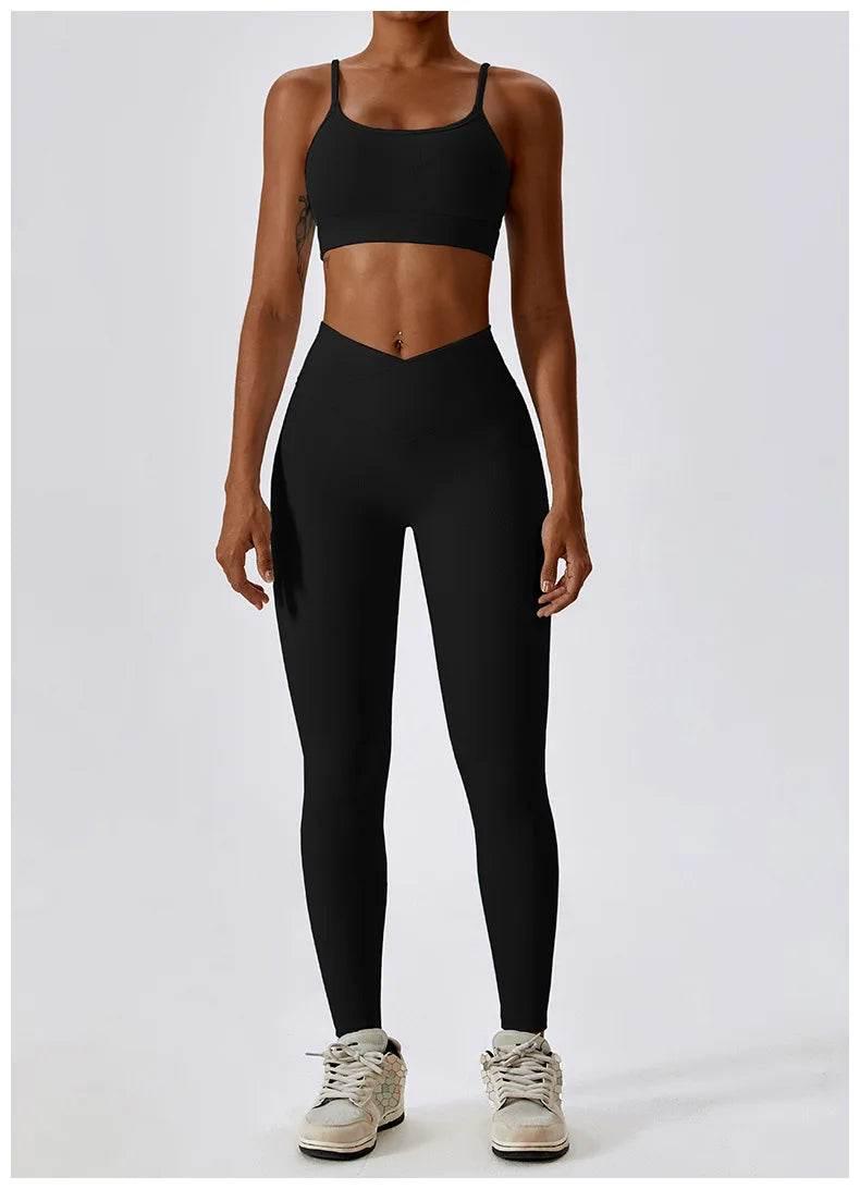 2PCS Seamless Yoga Set Gym Clothes Sportswear Yoga Suits For Women Fitness Rib Tracksuits Sports Bra Gym Leggings Sports Suits - Empire P.E