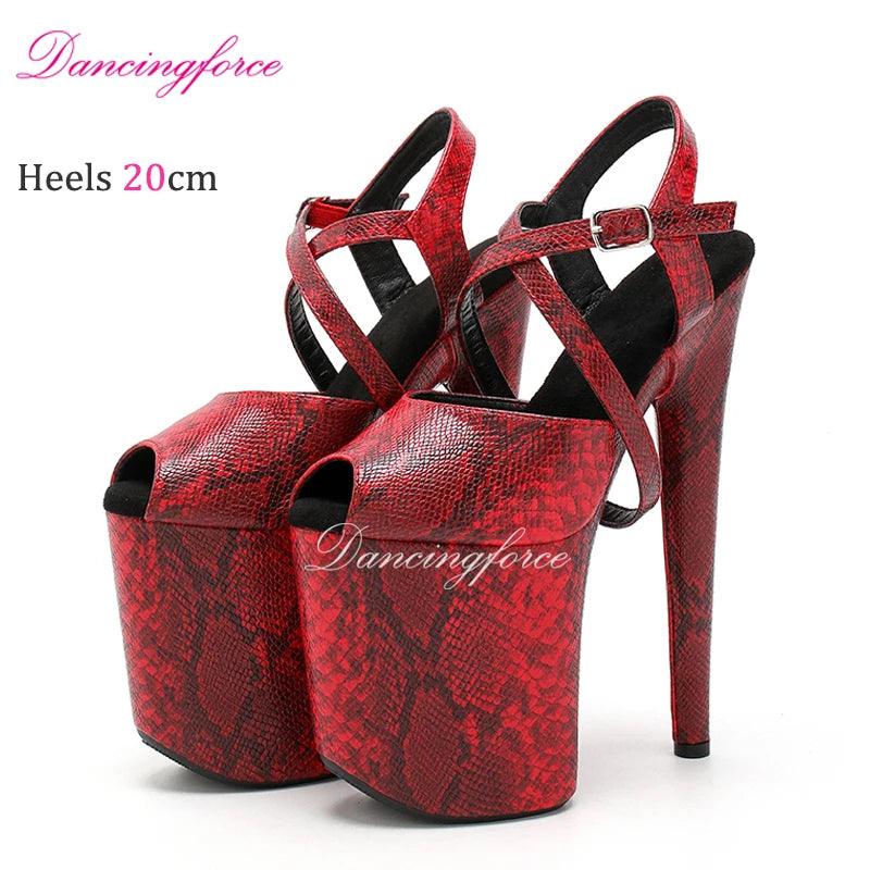 20CM/8inches Snake Print Stripper Pole Dance Shoes - Empire P.E