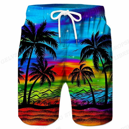 Men's Swimming Coconut Tree 3d Surfing Board Shorts