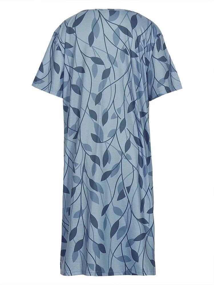 Plus Size 2024 Summer New Women's V-Neck Printed Pattern Dress Loose Pullover Dresses - Empire P.E