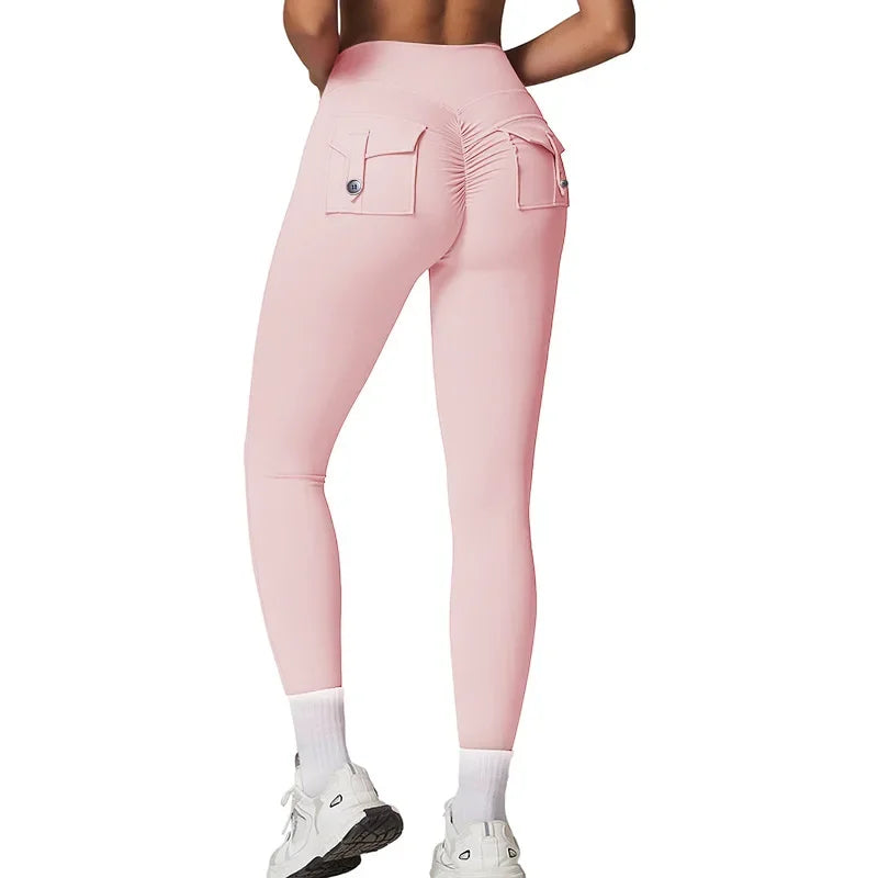 Fitness Yoga Leggings for Women Pocket Scrunched Gym Leggings High Waist Butt Liftting Tights Sexy Booty Shorts Bell-bottoms - Empire P.E