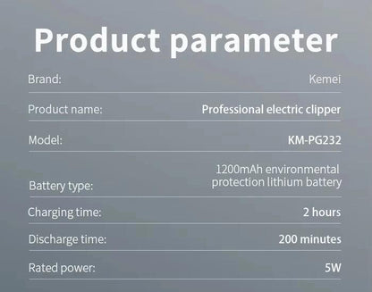 Kemei KM-PG809A KM-PG232 LCD USB Charging Hair Clipper Adjustable - Empire P.E