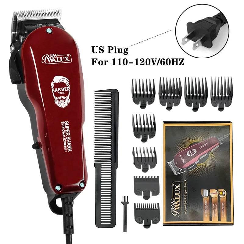 WALUX Professional AC220-240V Hair Clipper 10W Powerful Hair Trimmer Home Man Shaver 2M Cable Hair Cutting Machine 8 Guard Combs - Empire P.E