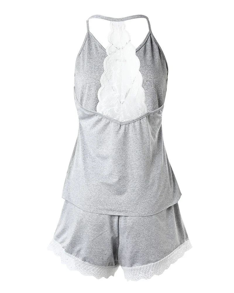 Women's Crochet Lace 2 Pieces Pajamas Set - Empire P.E