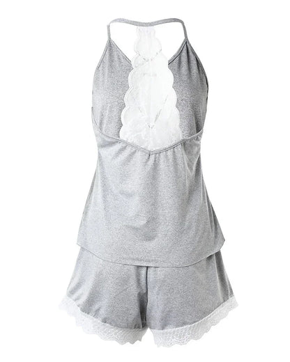 Women's Crochet Lace 2 Pieces Pajamas Set - Empire P.E