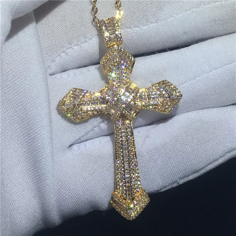 Luxury 925 Sterling Silver Cross Pendant Necklace